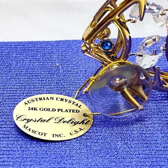 Crystal Delight 24K Gold Plated Angel Fish Suncatcher Suction Cup Mount 1995 VTG - Picture 5 of 8